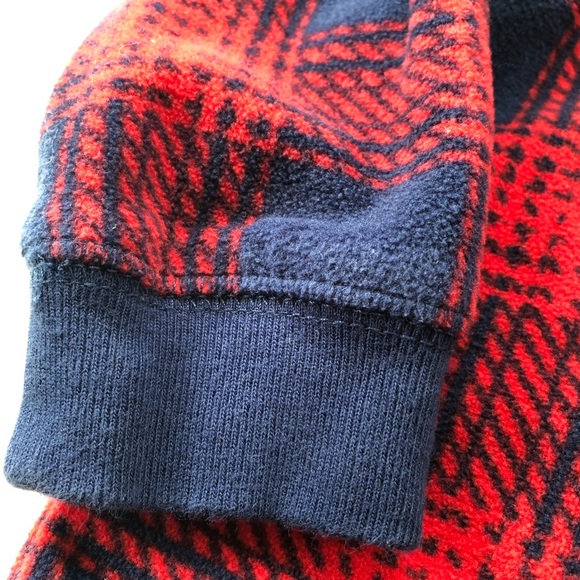 Baby boy pullover fleece Carters blue red plaid Henley - Picture 5 of 7